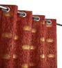 Maroon Velvet Abstract 5 Foot Ring Top Window Curtains Set Of 2
