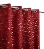 Maroon Velvet Feather 5Ft Ring Top Window Curtain Pack of 1