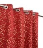 Maroon Velvet Floral 5 Foot Ring Top Window Curtains Set Of 2