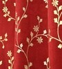 Maroon Velvet Floral 5 Foot Ring Top Window Curtains Set Of 2
