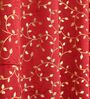 Maroon Velvet Floral 7 Foot Ring Top Door Curtain