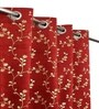 Maroon Velvet Floral 9 Foot Ring Top Door Curtain