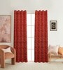 Maroon Velvet Floral 9 Foot Ring Top Door Curtains Set Of 2