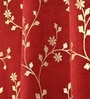 Maroon Velvet Floral 9 Foot Ring Top Door Curtains Set Of 2