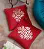Maroon Velvet Geometric 16X16 Inches Cushion Covers (Pack of 2)
