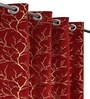 Maroon Velvet Tree Branch  5 Foot Ring Top Window Curtain