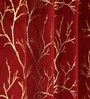 Maroon Velvet Tree Branch  5 Foot Ring Top Window Curtains Set Of 2