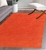 Orange Solid Wool 4 ft x 6 ft Hand Tufted Carpet