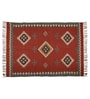 Maroon Wool & Jute Abstract 108 x 72 Inches Hand Woven Dhurries