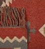 Maroon Wool & Jute Abstract 108 x 72 Inches Hand Woven Dhurries