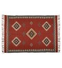 Maroon Wool & Jute Abstract 60 x 36 Inches Hand Woven Dhurries