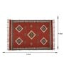 Maroon Wool & Jute Abstract 72 x 48 Inches Hand Woven Dhurries