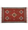 Maroon Wool & Jute Abstract 72 x 48 Inches Hand Woven Dhurries