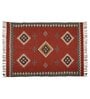 Maroon Wool & Jute Abstract 72 x 48 Inches Hand Woven Dhurries