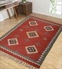 Maroon Wool & Jute Abstract 72 x 48 Inches Hand Woven Dhurries