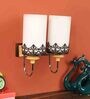 Marr n blanca Brown-Chrome Metal-Wood Wall Light