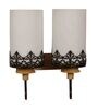 Marr n blanca Brown-Chrome Metal-Wood Wall Light