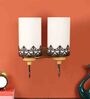 Marr n blanca Brown-Chrome Metal-Wood Wall Light
