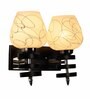 Uniquely Brown Glass and Wood Wall Sconces