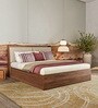 Mars Queen Size Bed In Columbian Walnut Colour With Box Storage