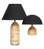 Exemplary Black Cotton Shade Night Lamp With Wood Base