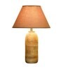 Shady Beige Cotton Shade Night Lamp With Wood Base