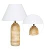 Elvis White Cotton Shade Night Lamp With Wood Base