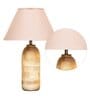 Shady Beige Cotton Shade Night Lamp With Wood Base