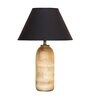 Exemplary Black Cotton Shade Night Lamp With Wood Base