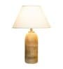Elvis White Cotton Shade Night Lamp With Wood Base
