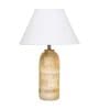 Elvis White Cotton Shade Night Lamp With Wood Base