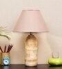 Shady Beige Cotton Shade Night Lamp With Wood Base