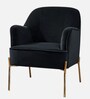 Maruti Velvet Fabric Lounge Chair In Black Colour