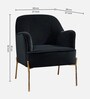 Maruti Velvet Fabric Lounge Chair In Black Colour