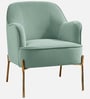 Maruti Velvet Fabric Lounge Chair In Mint Green Colour