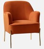 Maruti Velvet Fabric Lounge Chair In Orange Colour