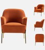 Maruti Velvet Fabric Lounge Chair In Orange Colour