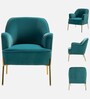 Maruti Velvet Fabric Lounge Chair In Teal Blue Colour