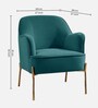 Maruti Velvet Fabric Lounge Chair In Teal Blue Colour