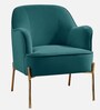 Maruti Velvet Fabric Lounge Chair In Teal Blue Colour