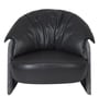 Maryam Leather & Fabric Lounge Chair in Black & Grey colour