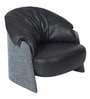 Maryam Leather & Fabric Lounge Chair in Black & Grey colour