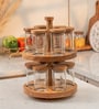 Masara Spice Rack with Glass Jars Acacia Wood Rotating Organizer