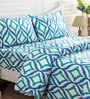 Blue 100% Cotton 108 x 108 Inch Spring Solitaire Smart King Bed Sheet