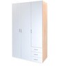 Masters High Gloss 3 Door Wardrobe in Oak & White Finish