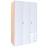 Masters High Gloss 3 Door Wardrobe in Oak & White Finish