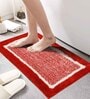 Maroon Geometric Microfiber 16X24 Inches Anti Skid Door Mats