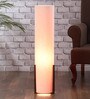 White Fabric Shade Column Floor Lamp With Metal Base