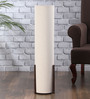 White Fabric Shade Column Floor Lamp With Metal Base