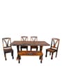 Mathis Sheesham Wood 6 Seater Dining Set in Vintage Black & Teak Finish with Bench